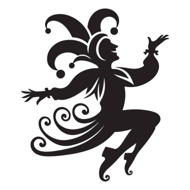 Neşeli Soytarı Siluet Vektör Sanat Festivali Salonu Aptal Tasarımı