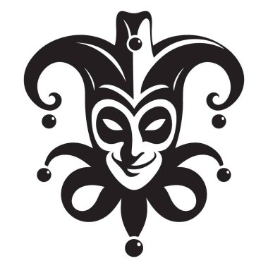 Kostüm Tasarımları için Tuhaf Soytarı Maske Vektörü Resimleme Grafiği