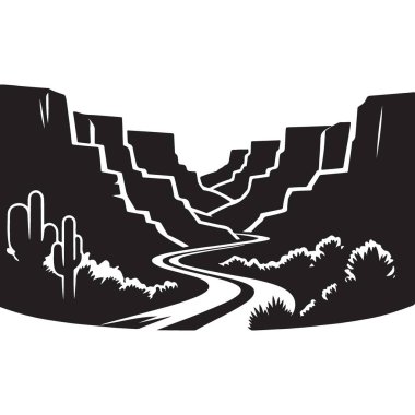 Büyük Kanyon Çölünde Manzaralı Yol Vektörü