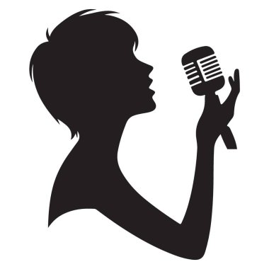 Siluet Şarkıcısı Mikrofon Tutucu Sanat Gösterisi Müzikal Performansı