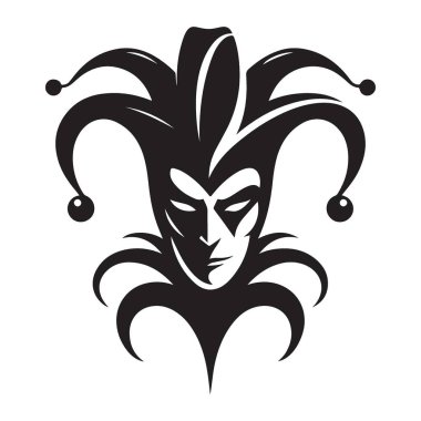 Şeytani Soytarı Siluet Vektör Çizimi Ürkütücü ve Karanlık Tasarım