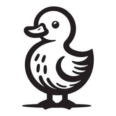 Şirin ördek yavrusu vektör çizimi çocuklar için basit taslak çizimi