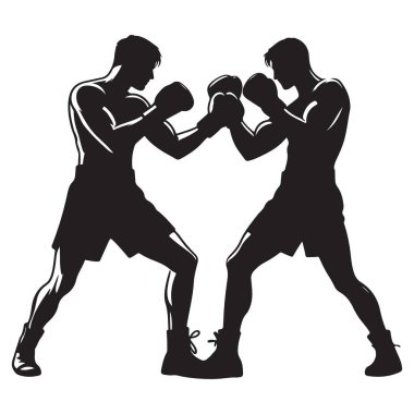 Siluet boksörleri kafa kafaya dövüş pozisyonunda.