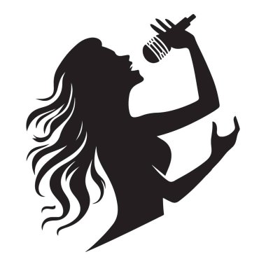 Müzik Konseri İçin Mikrofonlu Kadın Şarkıcının Silueti