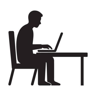 Ofis işi için Bilgisayarı kullanan Kişinin Silueti