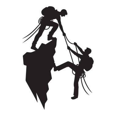 Dağcılık Takımı Silueti Birbirine Yardım Ediyor