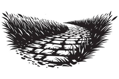 Sahne Taşı Yolu Silüeti Görüntü Yönlendirici Doğayla İlerleme