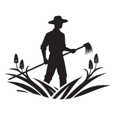 Siluet Çiftçisi Tarımsal Kavramların Alan Vektörü İllüstrasyonu