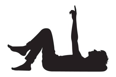 Rahatlatıcı Kişi Silueti Parmak İşaretli Uzanan Vektör İllüzyonu