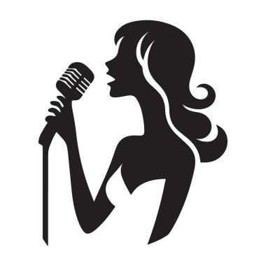 Müzik ve Eğlence İçin Zarif Kadın Şarkıcı Silueti
