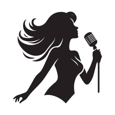 Klasik Şarkıcı Silueti Zarif Vokalist Performans İllüstrasyonu