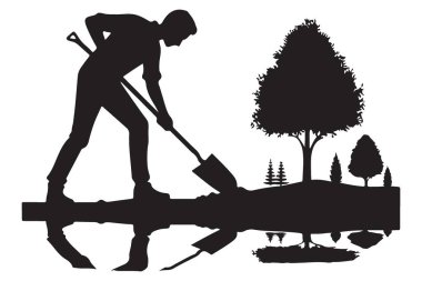 Ağaç Diken Adam 'ın Silueti Su Yansımalı Resim