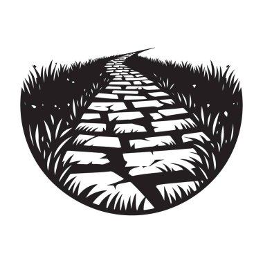 Peyzaj Tasarımı İçin Serene Stone Way in Garden Illustration