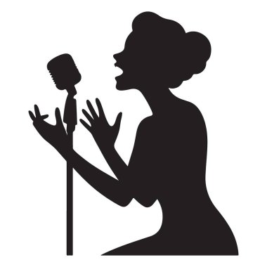 Müzik Tasarımları İçin Mikrofonlu Tutkulu Şarkıcı Silueti