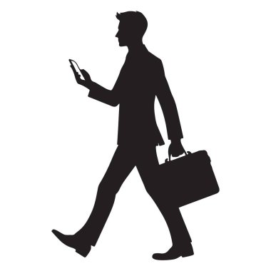 İş Dünyası Silueti Telefonla Yürüyen ve Evrak Çantası ResimleriName