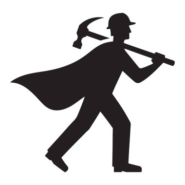 İnşaat İşçisi Silueti Vektör Görüntü Kahramanı Çalışma Çizimi Tasarımı