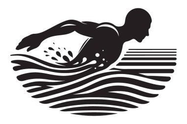 Kelebek Yüzücü Siluet Vektör Resimlemesi Etkin Hareket Biçiminde