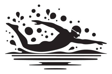 Spor meraklıları vektör görüntüsü için rekabetçi yüzme silueti çizimi