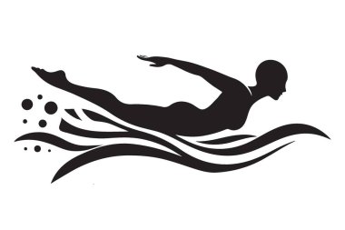 Spor blogları için bayan atlet yüzücü silueti vektör çizimi