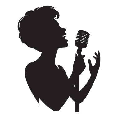 Klasik mikrofon tasarımı ile performans sergileyen kadın caz şarkıcısı