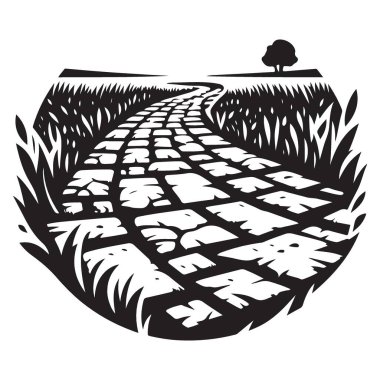 Çimen Tasarımı Alanındaki Sarmal Taş Yol Vektör ResimleriName