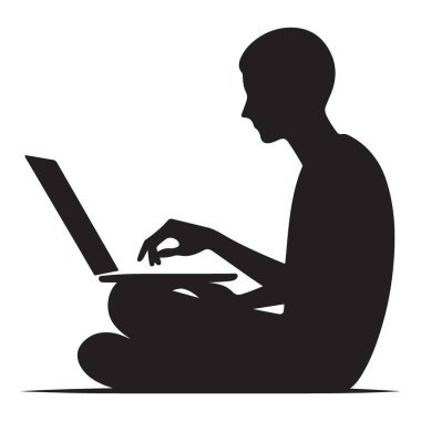 İş ya da eğlence için bilgisayar kullanan kişinin silueti