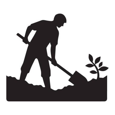 Web sitesi kullanımı için bahçıvan ağaç silueti illüstrasyon vektör tasarımı