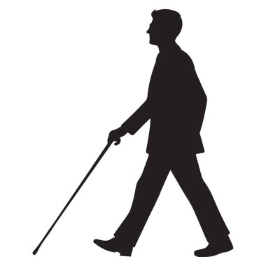 Siluet Kör Adam Çubukla Yürüyor Bağımsızlık İfadeleri Hareketlilik Yardımı