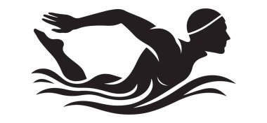 Yüzücü bir kelebek vuruşunun silüeti vektör çizimi