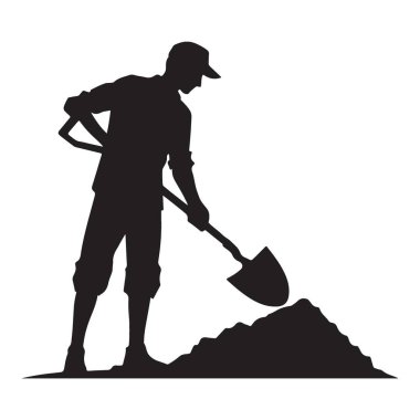 Bahçıvanlık Projeleri İçin Kürekle Siluet Kazan Adam Resimleri