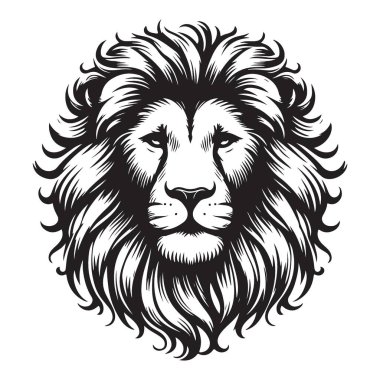 Görkemli Aslan Surat Sanatı Vektör Resimlerinde Gücün Sembolü