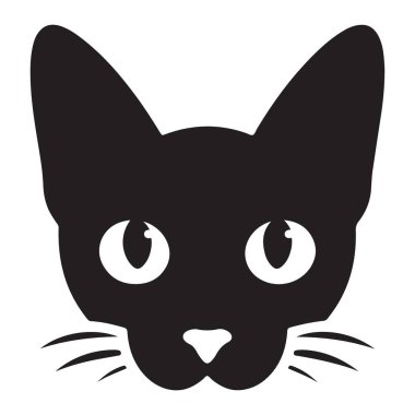 Projeniz için basit kedi başı siluet vektör çizimi