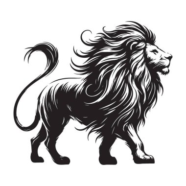 Majestic Lion Illustration Vektör Sanatında Güç ve Cesareti sembolize ediyor