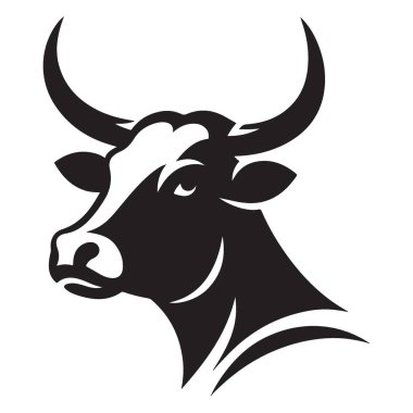 Büyük Boynuzlar Siluet Tarzı ile Boğa Başı 'nın Vektör Resimleri