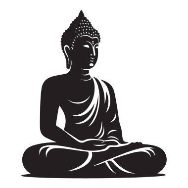 Buda Silueti Vektör İllüstrasyon Meditasyon Manevi Asya Sanatı