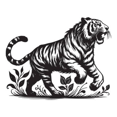 Kükreyen Kaplan Vektör İllüstrasyon Grafik Maskotu Spor Takımı İçin Mükemmel