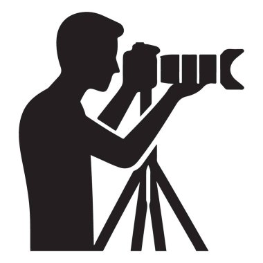 Profesyonel Fotoğrafçı Silueti, Tripod Stand 'da Kamerayla Çekim Anı