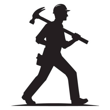 Kendini adamış inşaat işçisi silueti daha iyi bir gelecek inşa etmeye hazır.