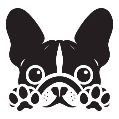 Sevimli Boston Teriyeri Köpecik Pençeli Kara Vektör Çizimi