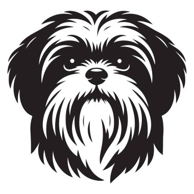 Shih Tzu Dog Breed Siluet Görüntü Yüz Portre Vektörü