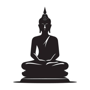 Meditasyon Buda Silueti Sanatı Huzurlu Ruhsal Aydınlanma Vektörü Grafiksel