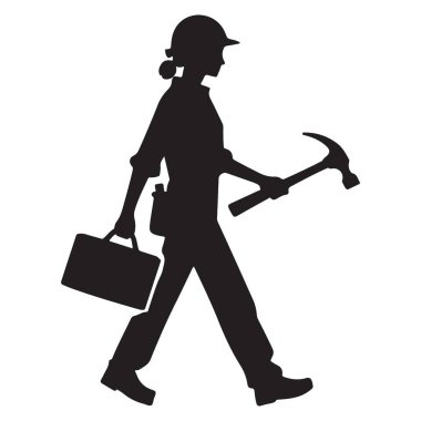 Daha iyi bir gelecek inşa etmek için kadın marangoz siluetini güçlendirmek