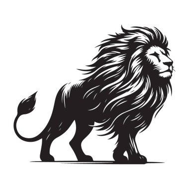 Görkemli Aslan Hayvanlar İçin Gururla Vektör İllüzyonu