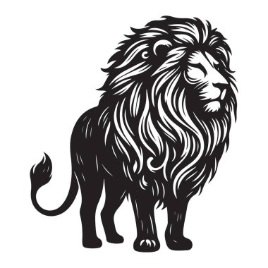 Ayakta Aslan Vektörü İllüstrasyonu Gurur ve Otoritenin Sembolü