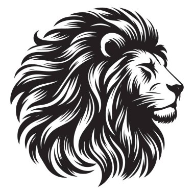 Görkemli Aslan Başı Siluet Vektör Grafik Tasarım Kaynağı