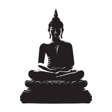 Buda vektör illüstrasyonunun silüeti Budizm manevi grafiği