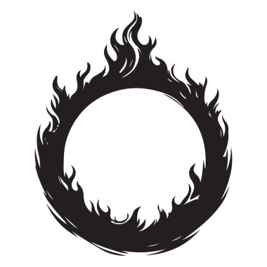 Grafik Tasarımı İçin Alevlerle Yanan Ateş Çemberi Vektör İllüstrasyonu