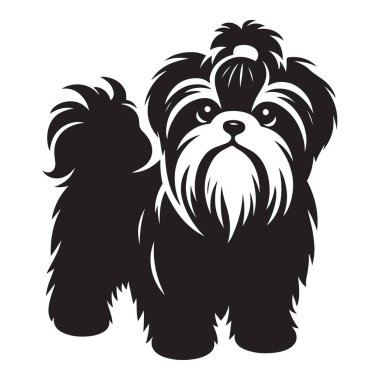 Tapılası Shih Tzu Köpek Silueti Hayvan Aşıkları için Vektör İllüzyonu
