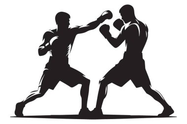 İki boksörün silueti vektör illüstrasyon nakavt tasarımı