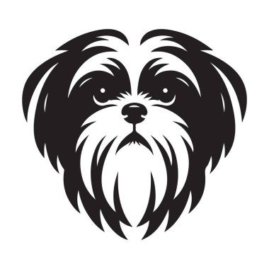 Shih tzu siluet vektör illüstrasyon grafik tasarım melez aşıklar